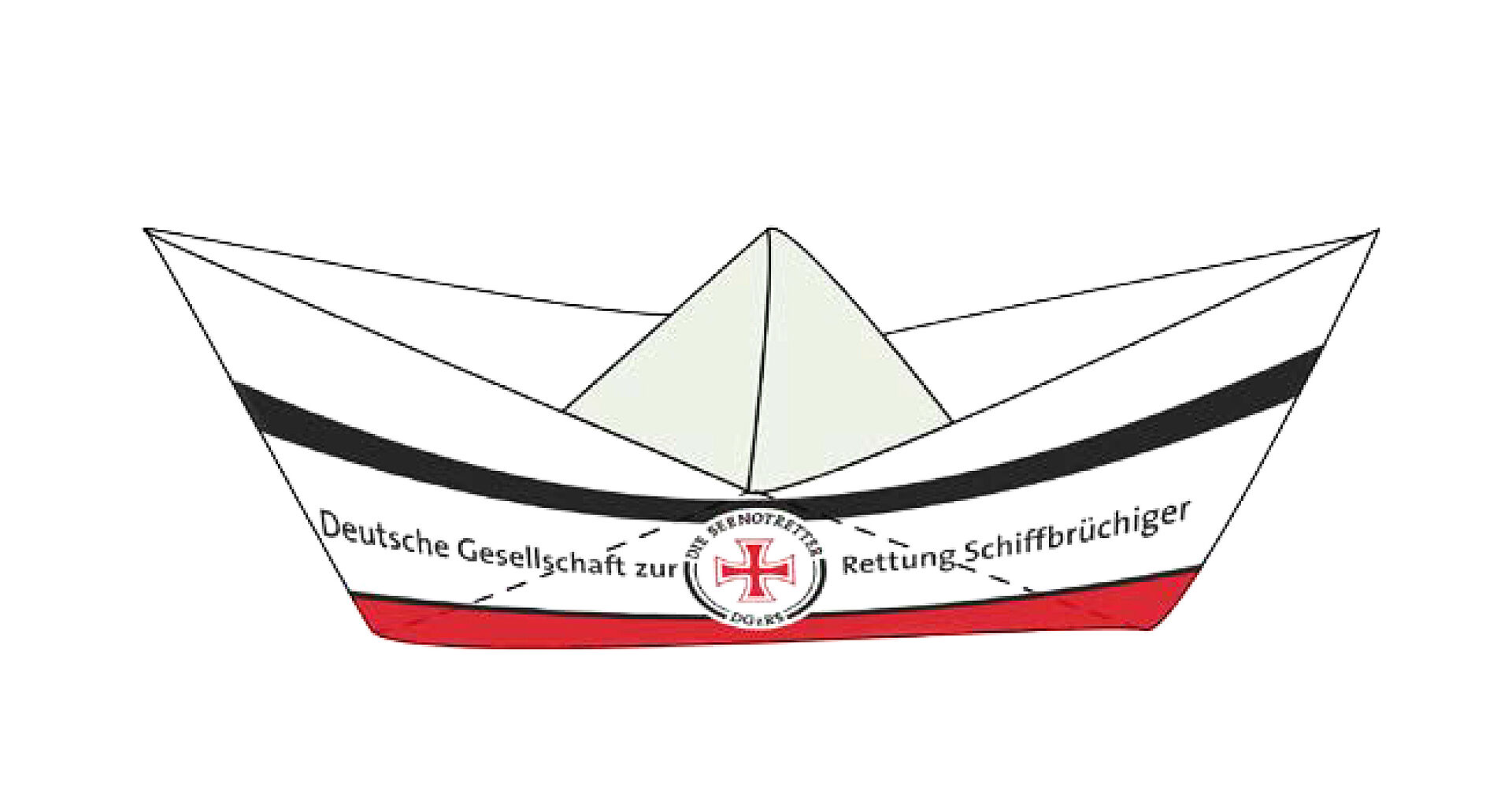 Illustration eines Papierschiffchen im Seenotretter-Design