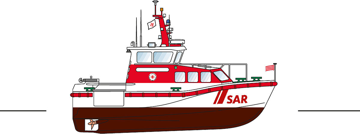 Abbildung, 9,5-10,1-Meter Seenotrettungsboot