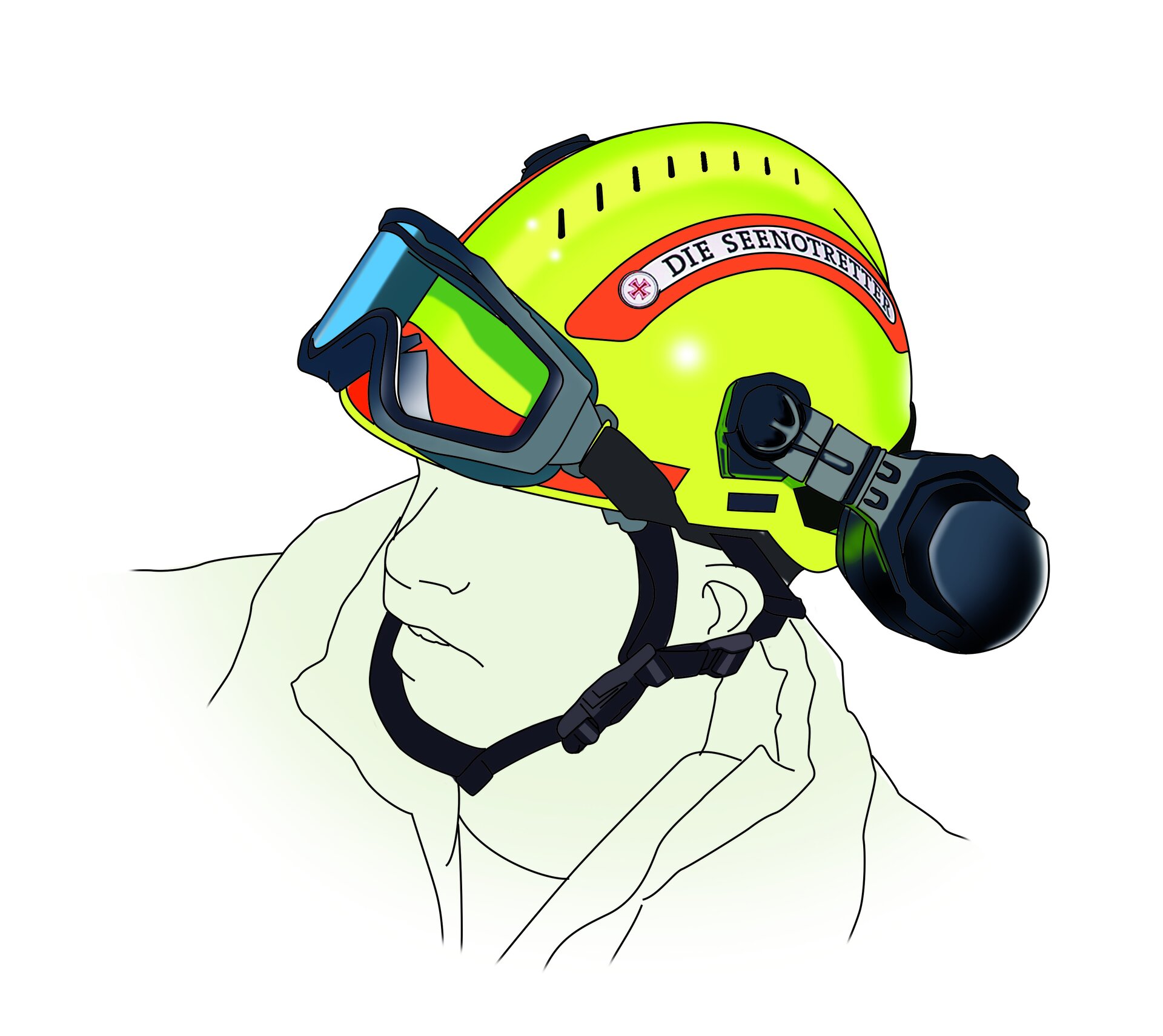 Illustration eines DGzRS-Sicherheitshelm