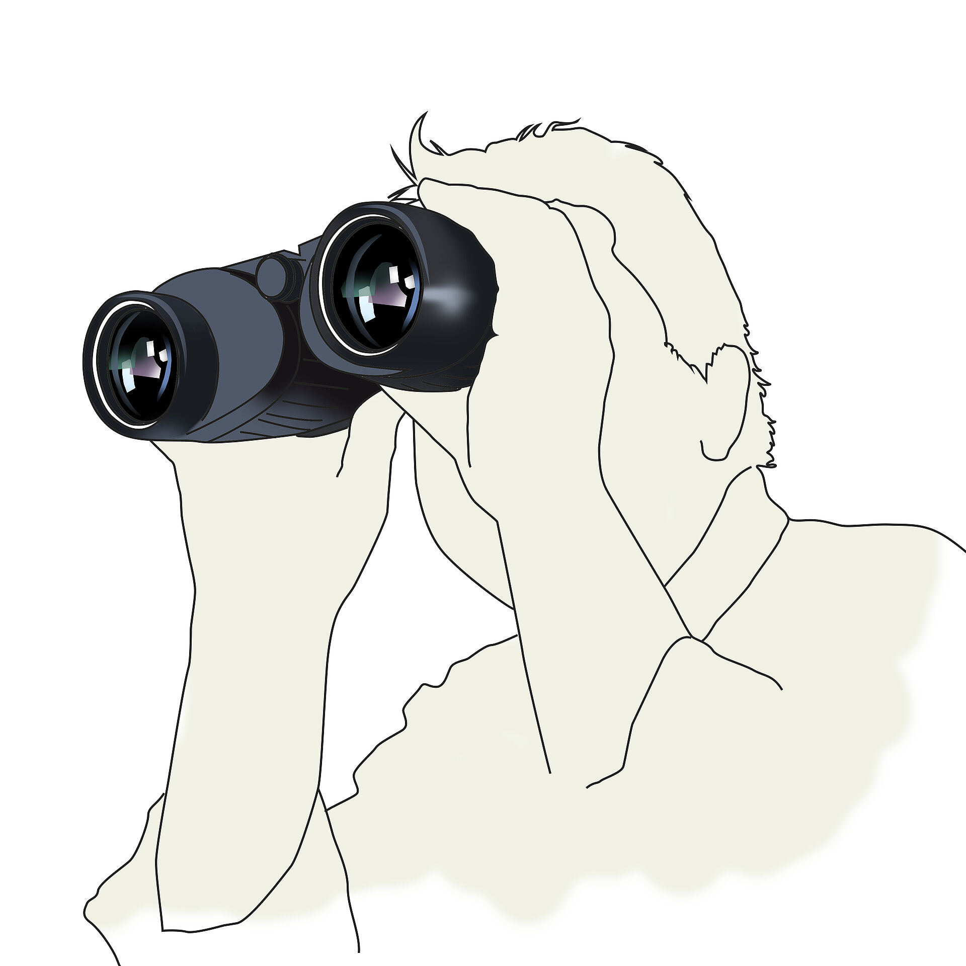 Illustration eines Mannes, der durch ein Fernglas blickt