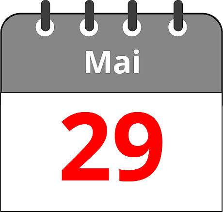 Abbildung eines Kalenderblatts mit der Aufschrift "29. Mai"
