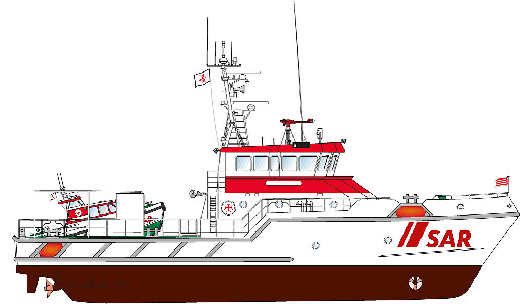 Illustration eines Seenotrettungskreuzers der 28-m-Klasse
