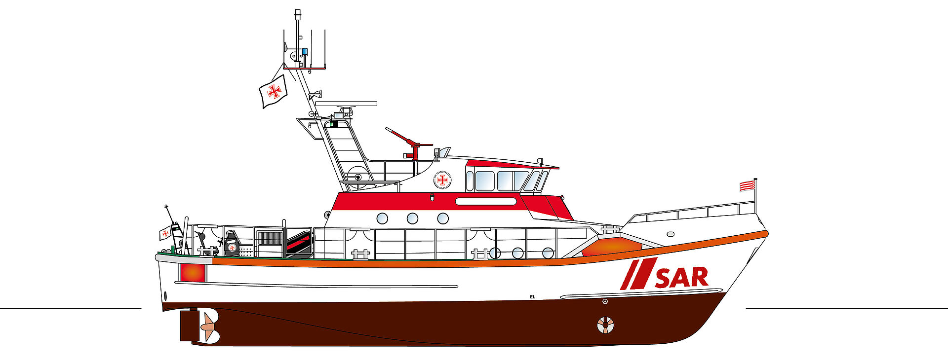 Illustration eines Rettungsboots der 20-m-Klasse