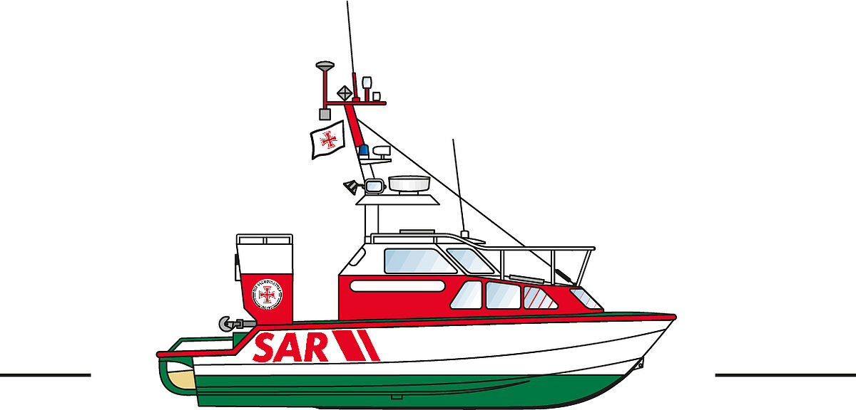 Abbildung eines 7-Meter-Seenotrettungsbootes